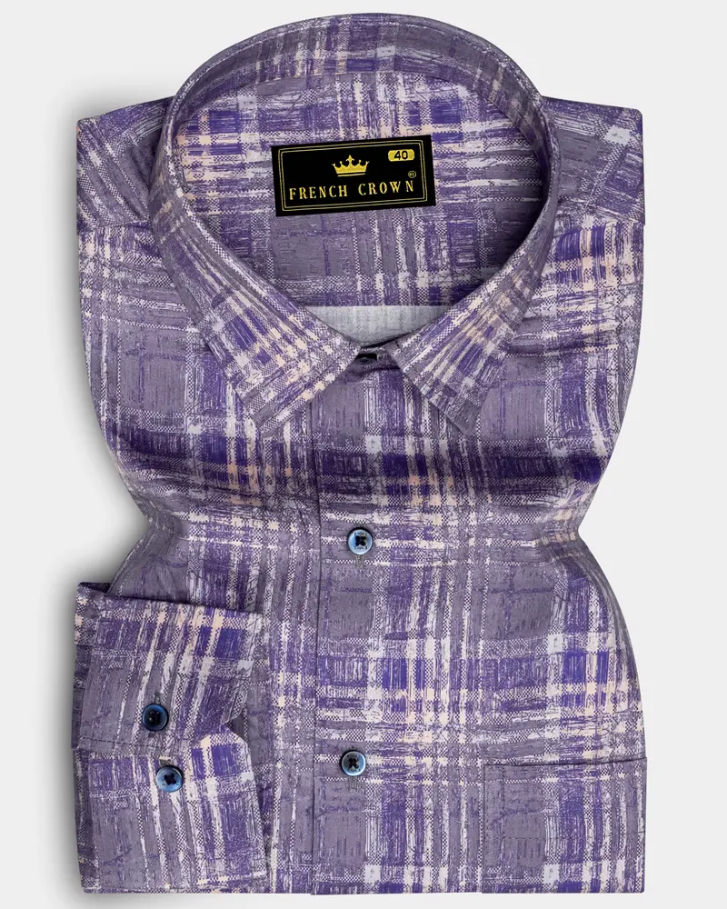 Regent Gray With Scampi Blue Plaid Super Soft Premium Cotton Shirt 6