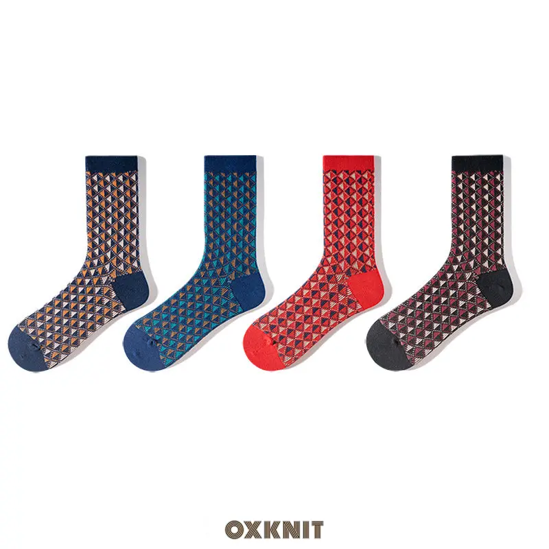 Retro Diamond Plaid Tube Socks 1