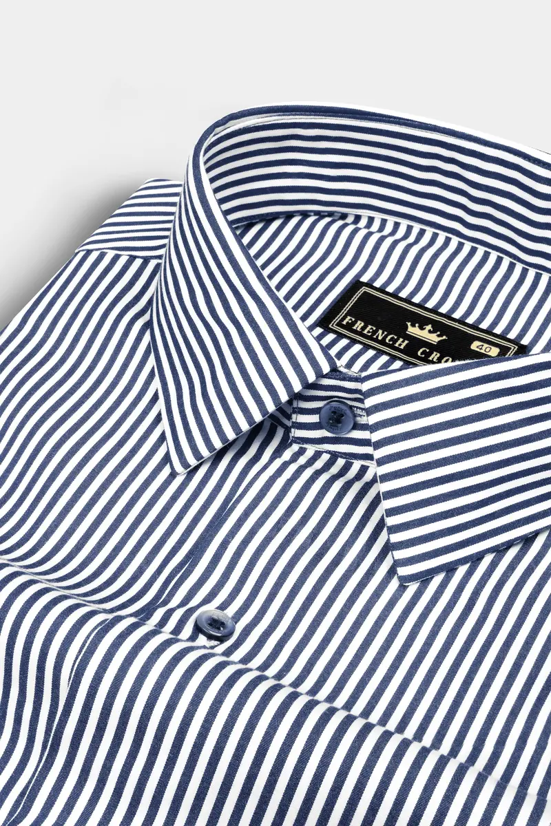 Rhino Blue And White Micro Striped Dobby Shirt 1