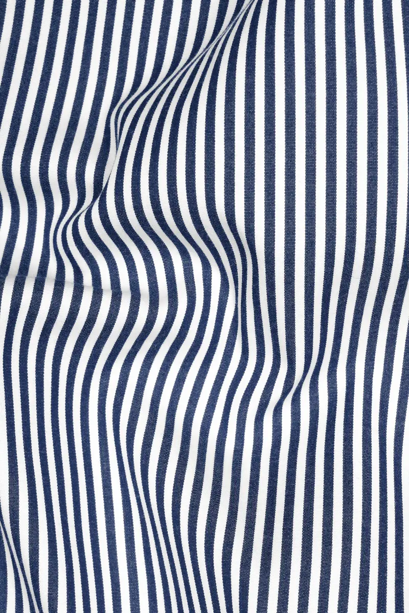 Rhino Blue And White Micro Striped Dobby Shirt 2