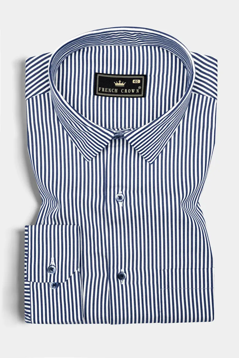 Rhino Blue And White Micro Striped Dobby Shirt 3