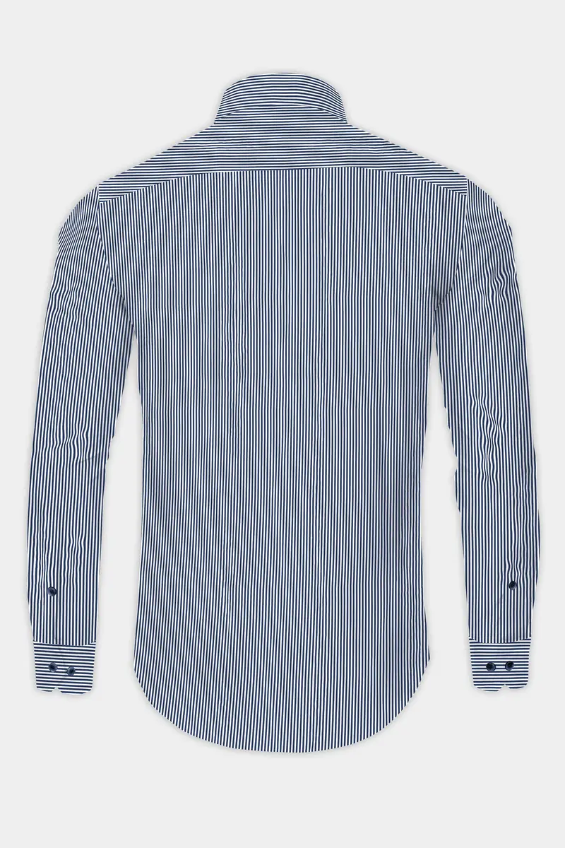 Rhino Blue And White Micro Striped Dobby Shirt 5