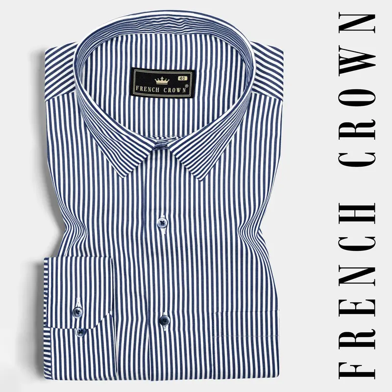 Rhino Blue And White Micro Striped Dobby Shirt 7