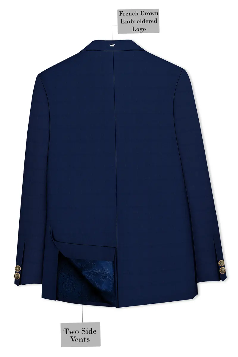 Rhino Blue Cross Placket Bandhgala Blazer 7