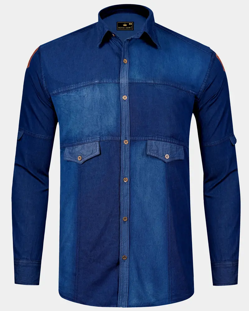 Rhino Blue Lightweight Denim Designer Shirt 1