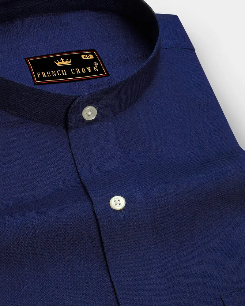 Rhino Blue Luxurious Linen Shirt 1