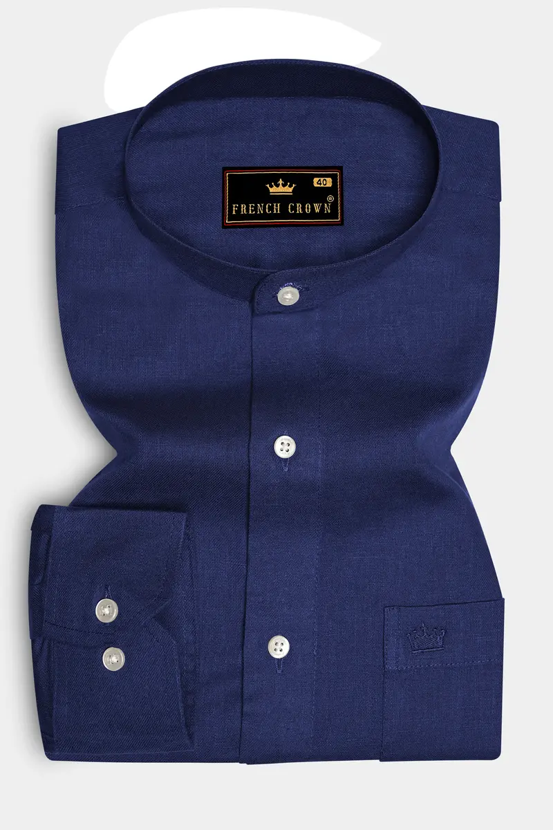 Rhino Blue Luxurious Linen Shirt 4
