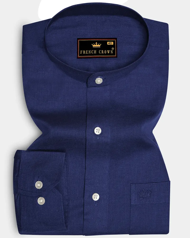 Rhino Blue Luxurious Linen Shirt 6