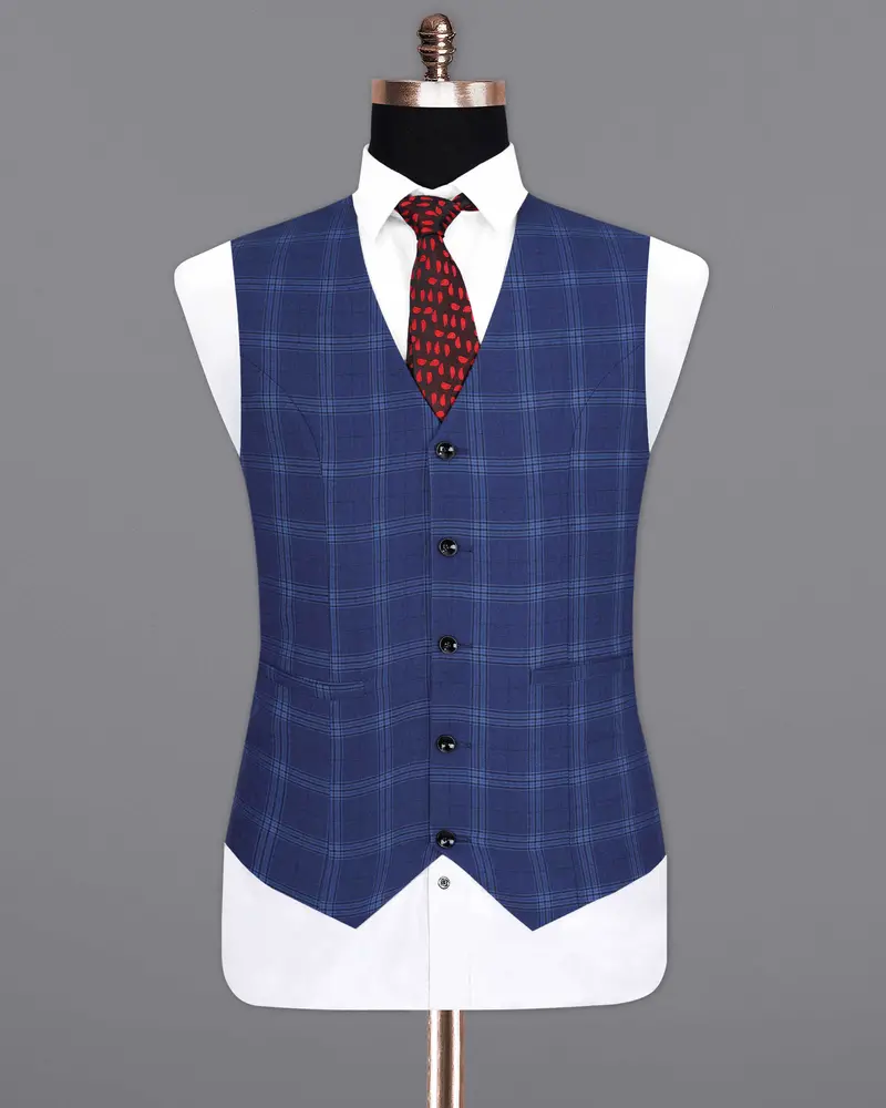Rhino Blue Plaid Waistcoat 2