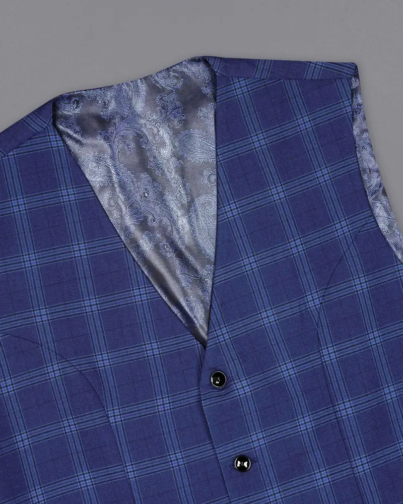 Rhino Blue Plaid Waistcoat 4