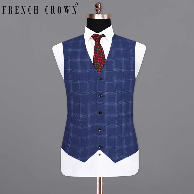 Rhino Blue Plaid Waistcoat 7