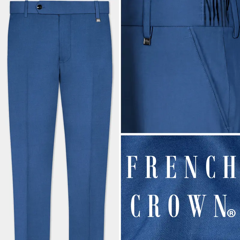 Rhino Blue Solid Wool Blend Stretchable Waistband Pant 1