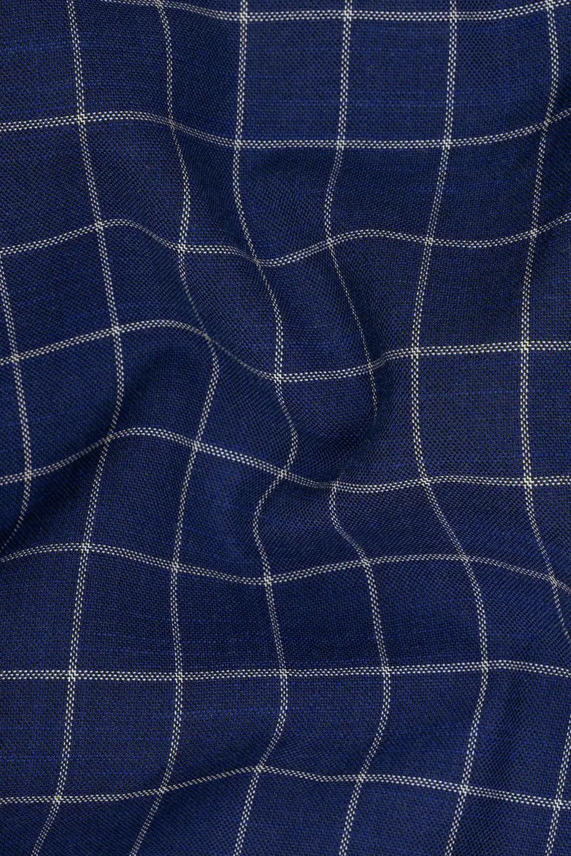 Rhino Blue Super Fine Checkered Double Breasted Premium Cotton Blazer 3