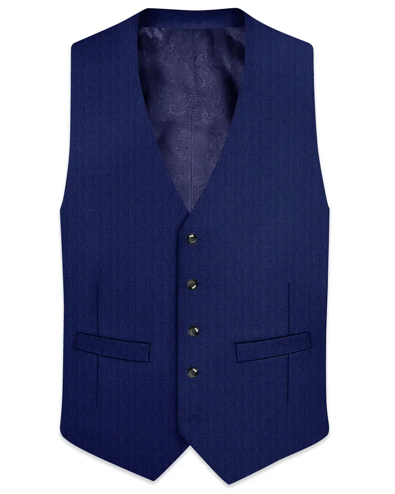 Rhino Blue Textured Waistcoat 1