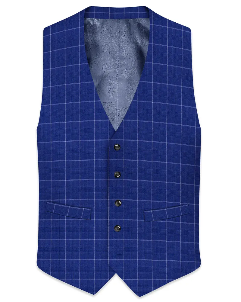 Rhino Blue Windowpane Waistcoat 1