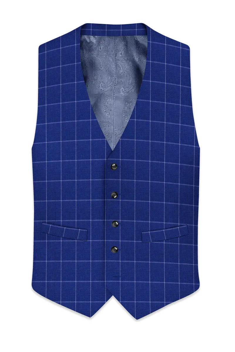 Rhino Blue Windowpane Waistcoat 2