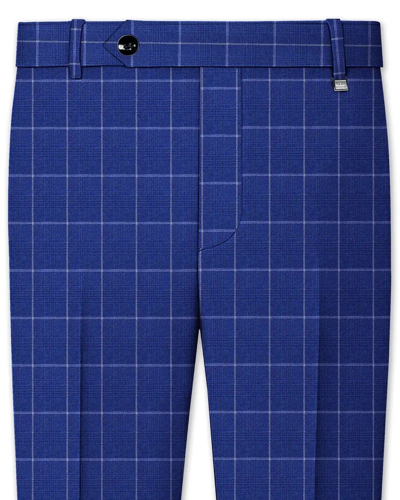 Rhino Blue Windowpane Wool Rich Stretchable Pant 1