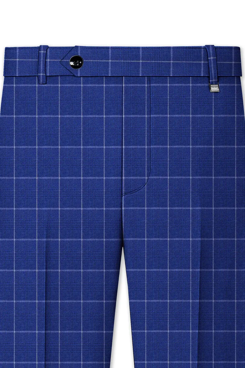 Rhino Blue Windowpane Wool Rich Stretchable Pant 2