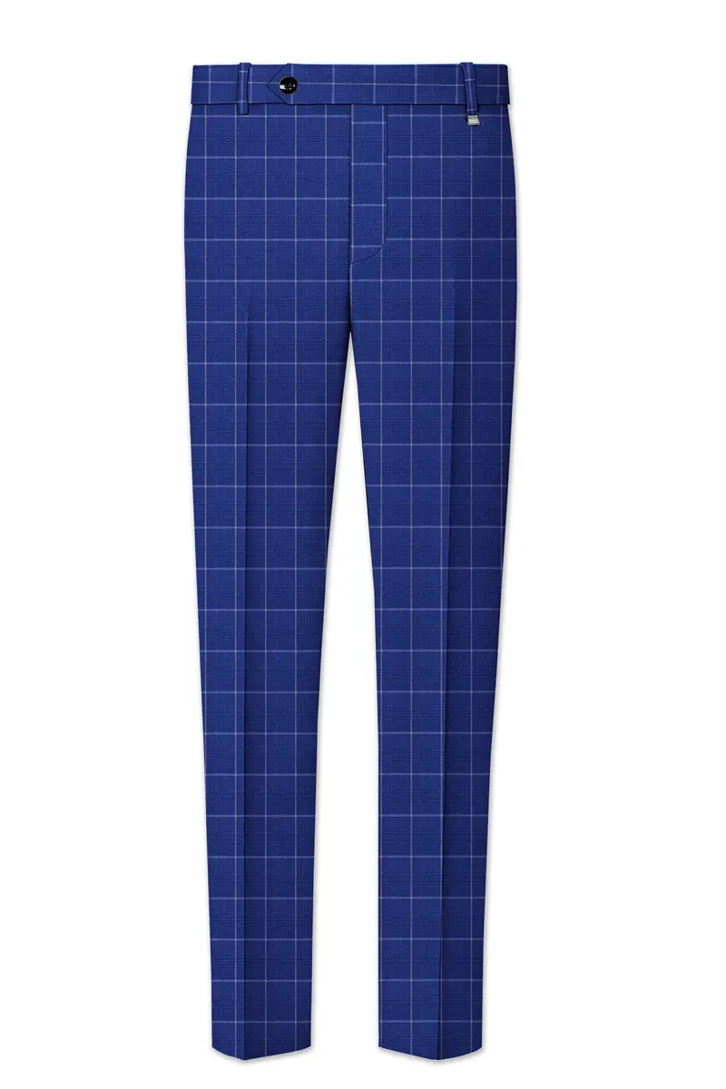 Rhino Blue Windowpane Wool Rich Stretchable Pant 4