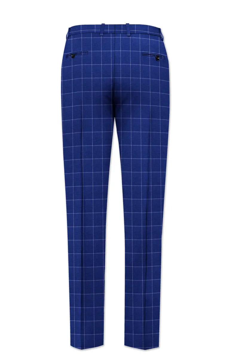 Rhino Blue Windowpane Wool Rich Stretchable Pant 5