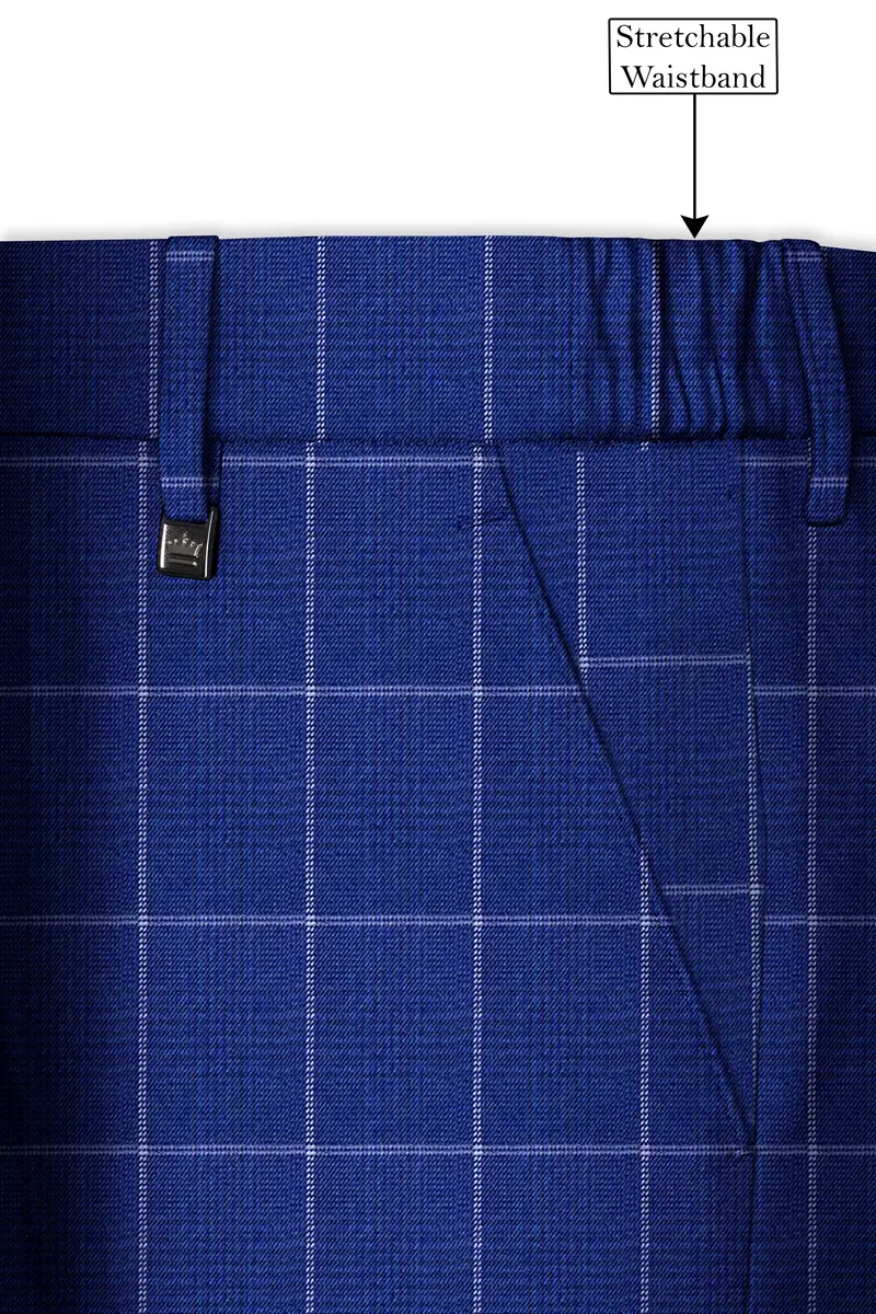 Rhino Blue Windowpane Wool Rich Stretchable Pant 6