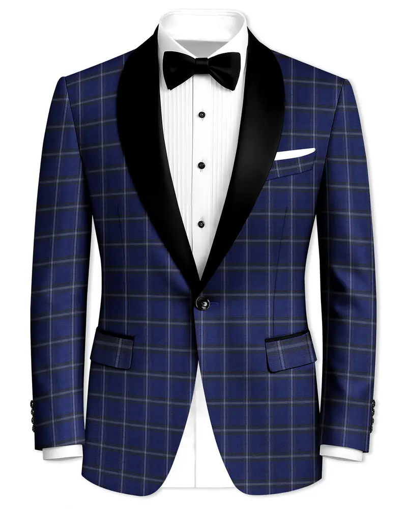 Rhino Blue Windowpane Woolrich Tuxedo Blazer 1