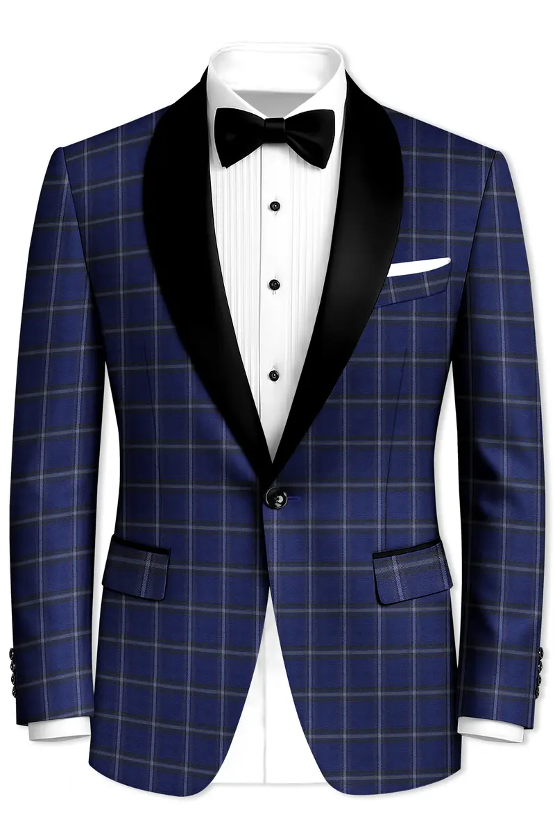 Rhino Blue Windowpane Woolrich Tuxedo Blazer 2