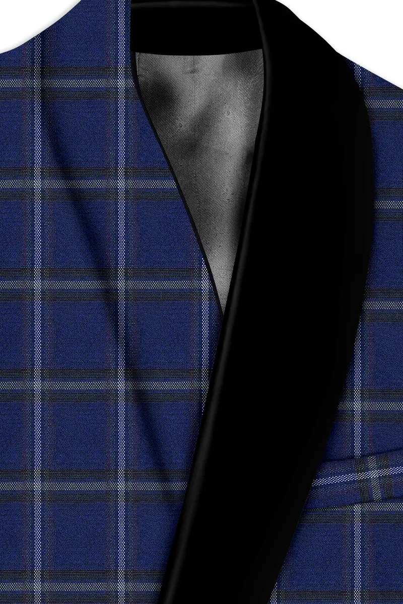 Rhino Blue Windowpane Woolrich Tuxedo Blazer 4