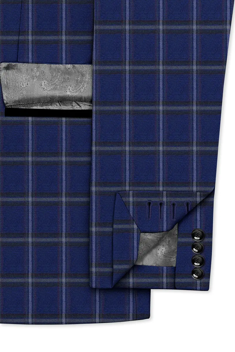 Rhino Blue Windowpane Woolrich Tuxedo Blazer 6