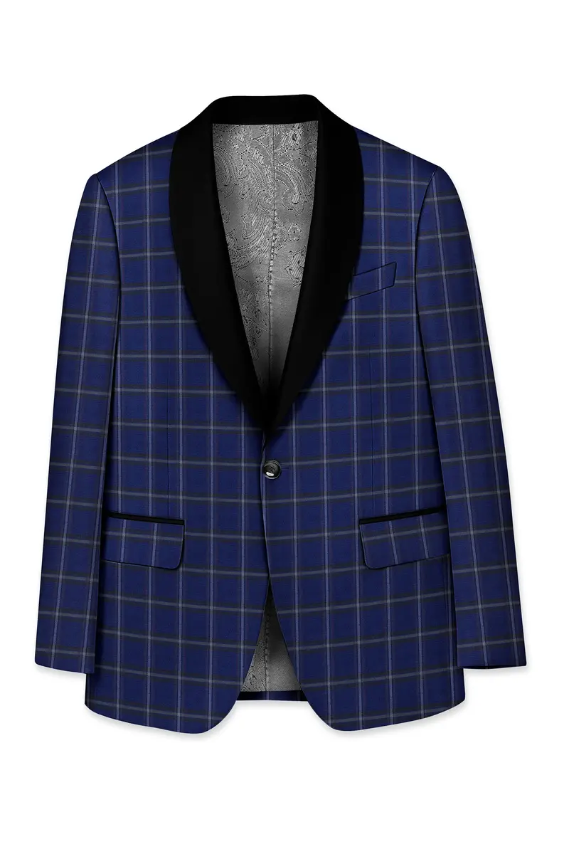 Rhino Blue Windowpane Woolrich Tuxedo Blazer 7