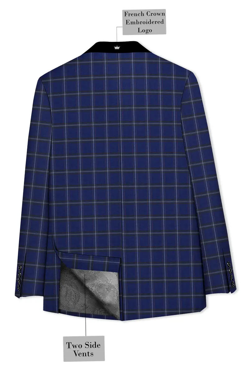 Rhino Blue Windowpane Woolrich Tuxedo Blazer 8