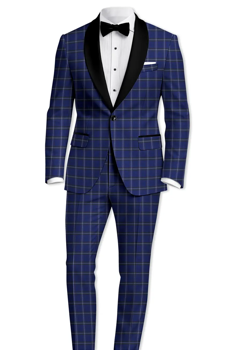 Rhino Blue Windowpane Woolrich Tuxedo Blazer 9