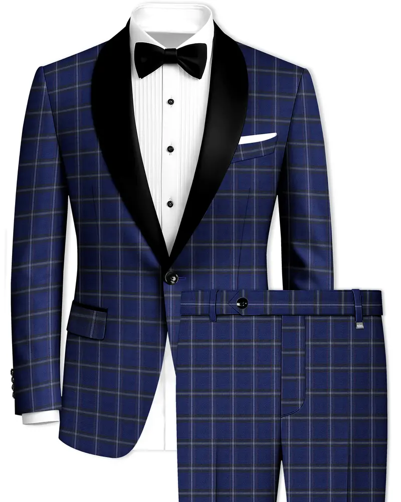 Rhino Blue Windowpane Woolrich Tuxedo Suit 1