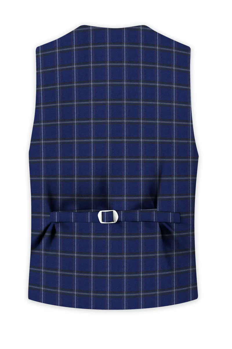 Rhino Blue Windowpane Woolrich Tuxedo Waistcoat 4