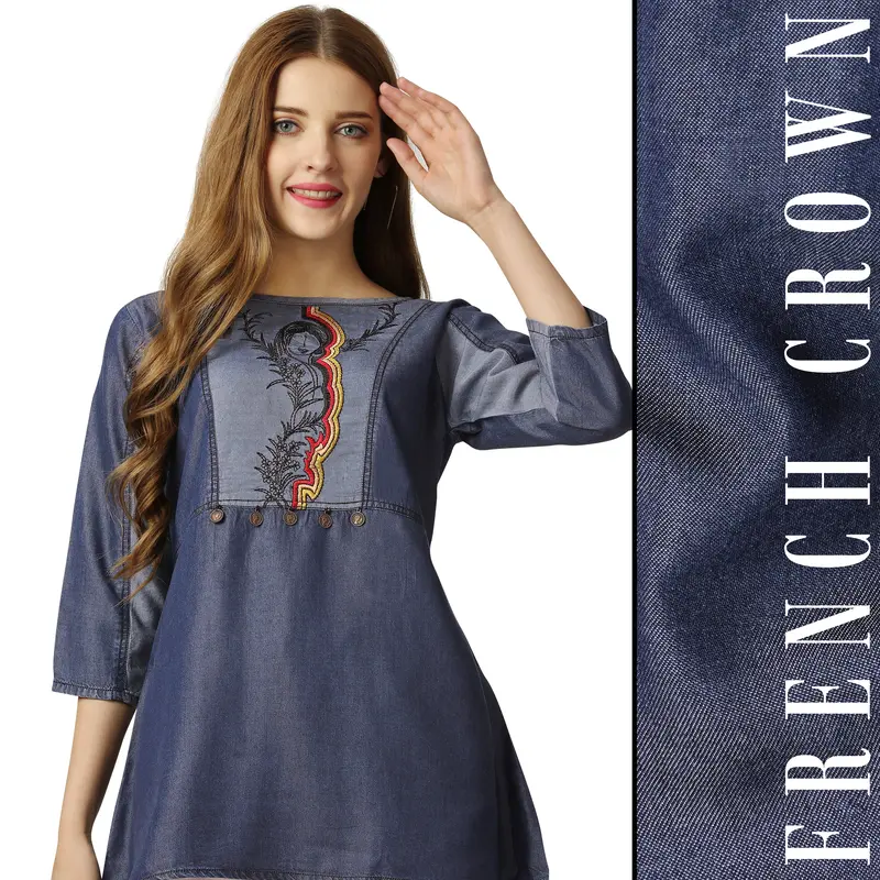 Rhino Blue With Venus Gray Denim Top 1