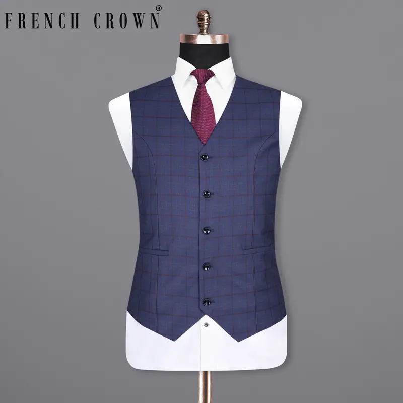 Rhino Blue Wool Rich Waistcoat 1