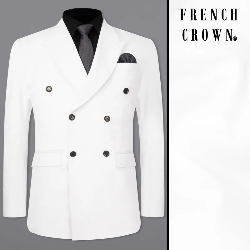 Rhino White Double Breasted Velvet Blazer 1