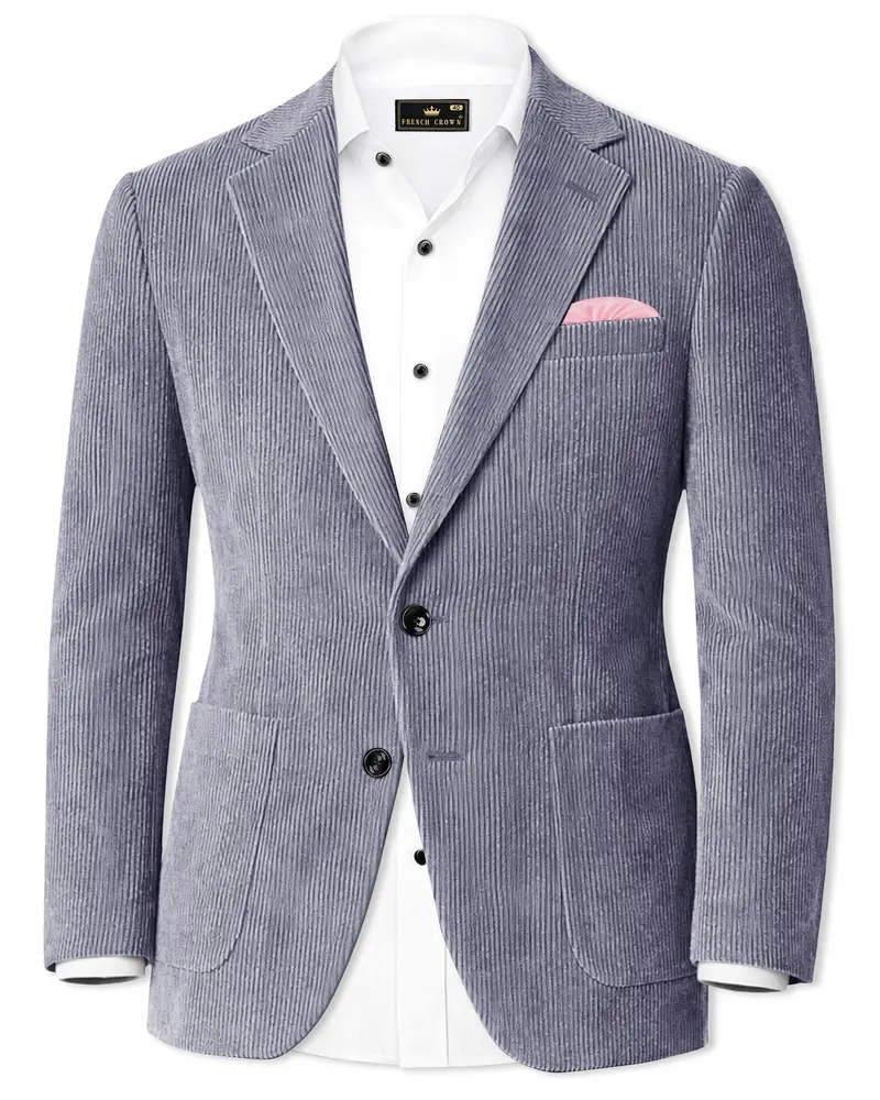 Ribvoro-Topaz Gray Corduroy Premium Single Breasted Sports Blazer 1