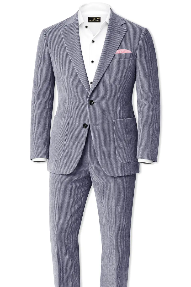 Ribvoro-Topaz Gray Corduroy Premium Single Breasted Sports Blazer 10