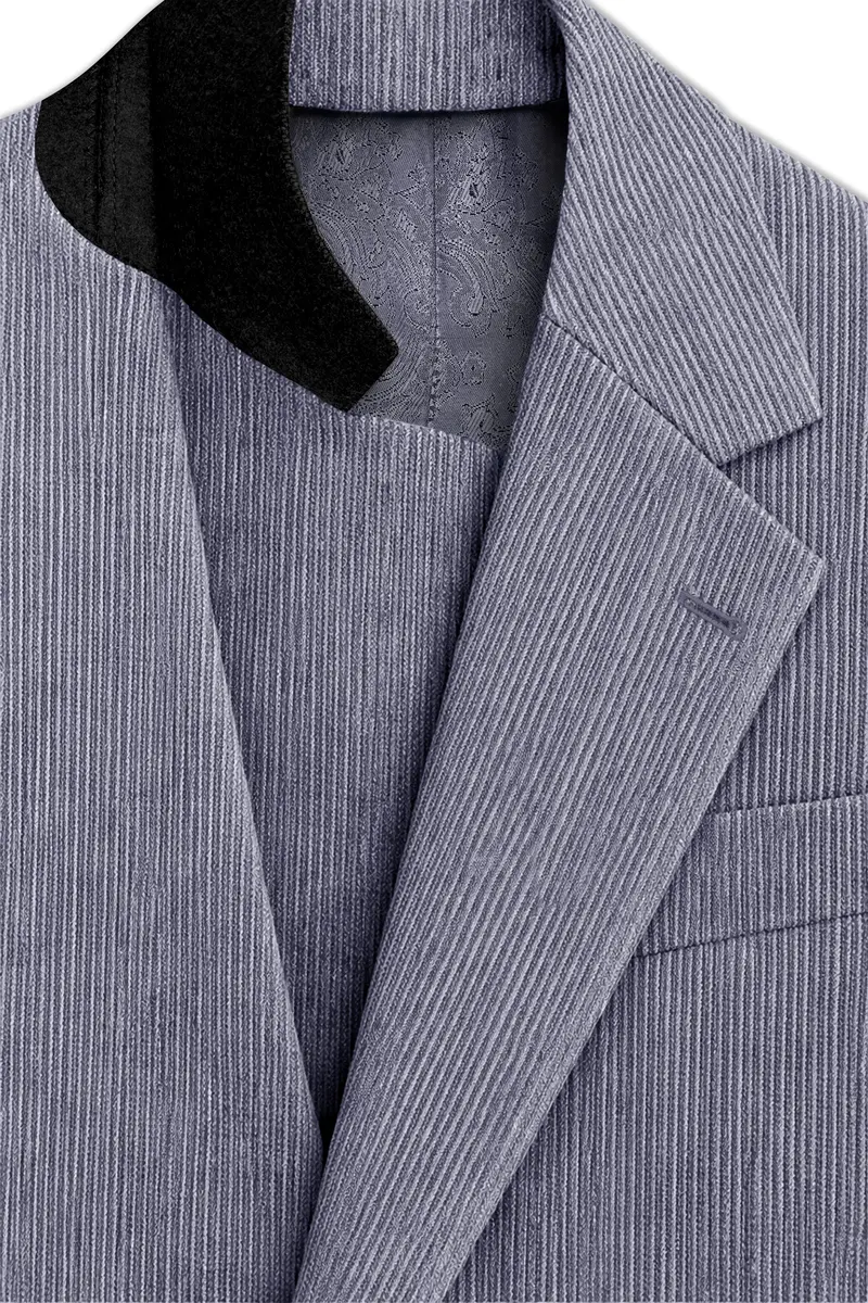 Ribvoro-Topaz Gray Corduroy Premium Single Breasted Sports Blazer 5