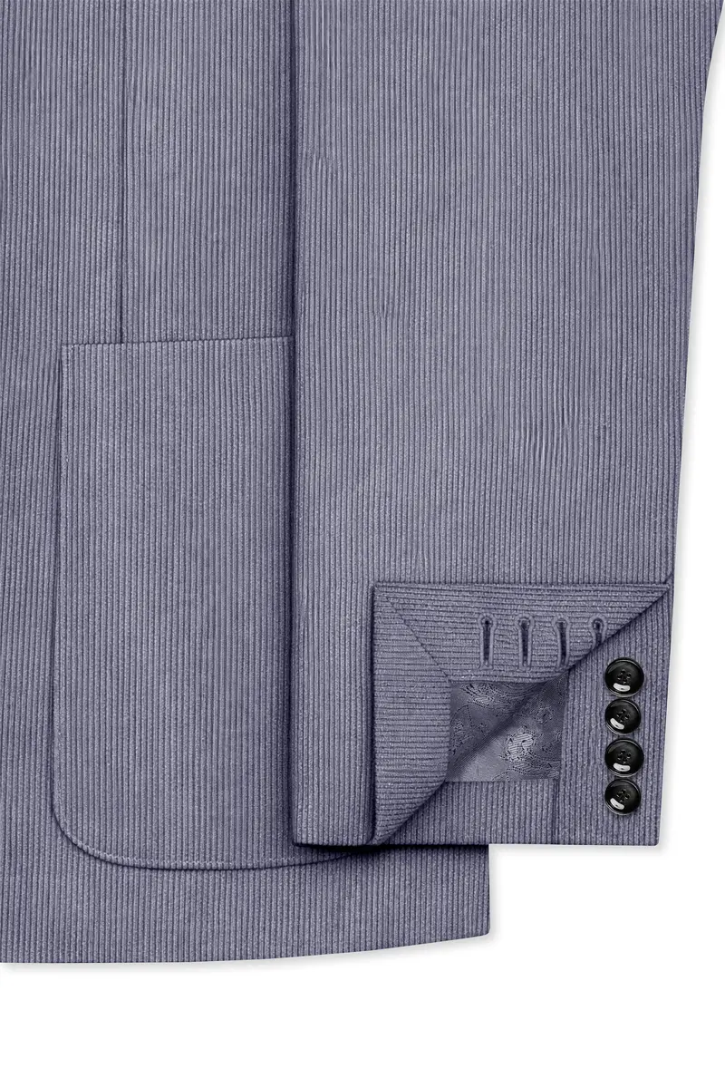 Ribvoro-Topaz Gray Corduroy Premium Single Breasted Sports Blazer 7