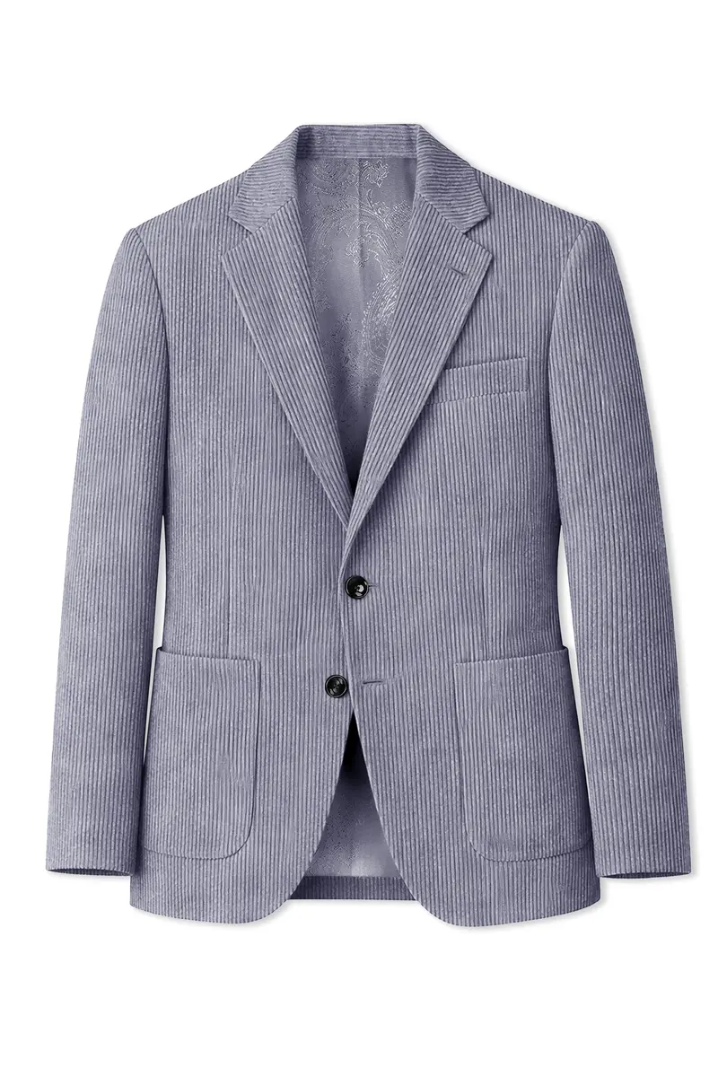 Ribvoro-Topaz Gray Corduroy Premium Single Breasted Sports Blazer 8