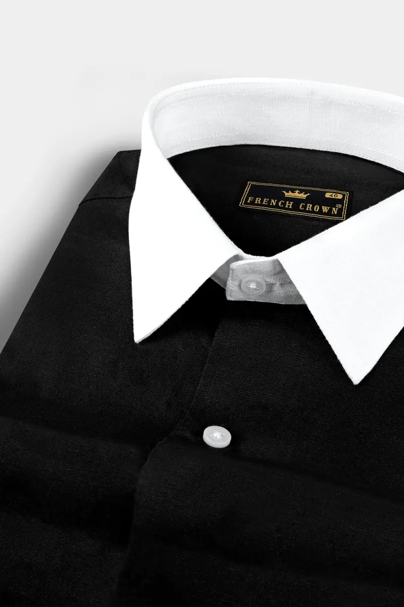 Rich Black Corporate Luxurious Linen Shirt 1
