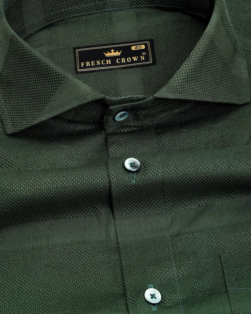 Rifle Green Dobby Textured Premium Giza Cotton Shirt 1