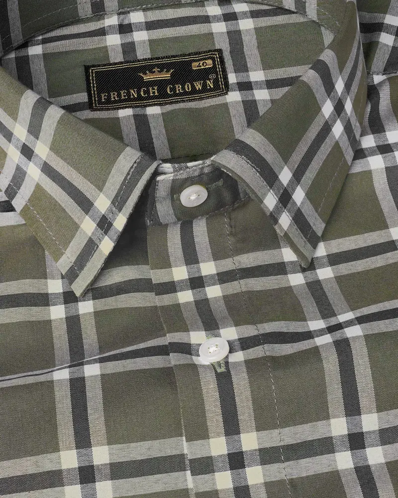 Rifle Green Plaid Premium Cotton Shirt 1