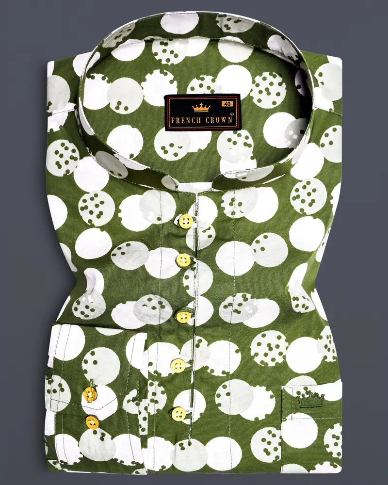 Rifle Green Polka Dots Printed Kurta Shirt 1