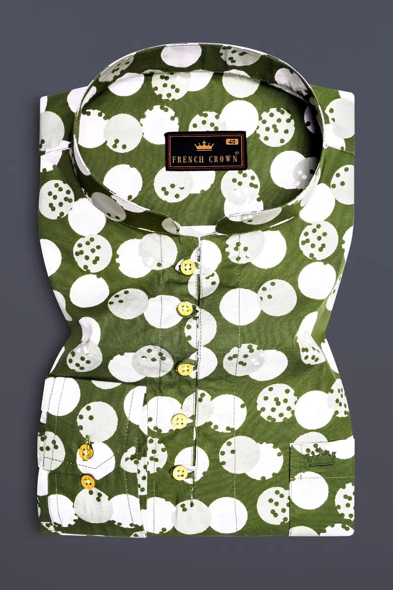 Rifle Green Polka Dots Printed Kurta Shirt 2