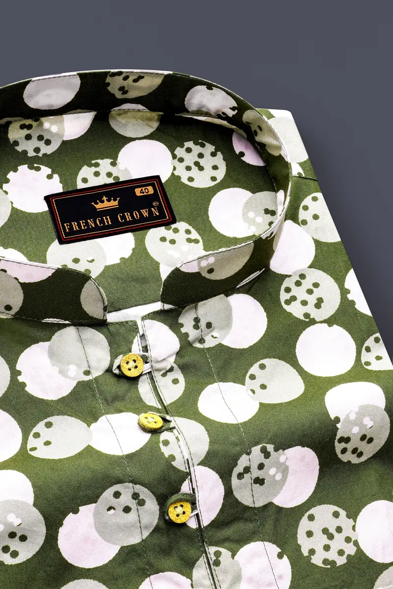 Rifle Green Polka Dots Printed Kurta Shirt 4