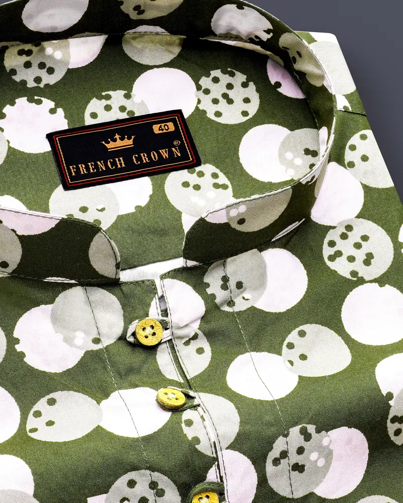 Rifle Green Polka Dots Printed Kurta Shirt 6
