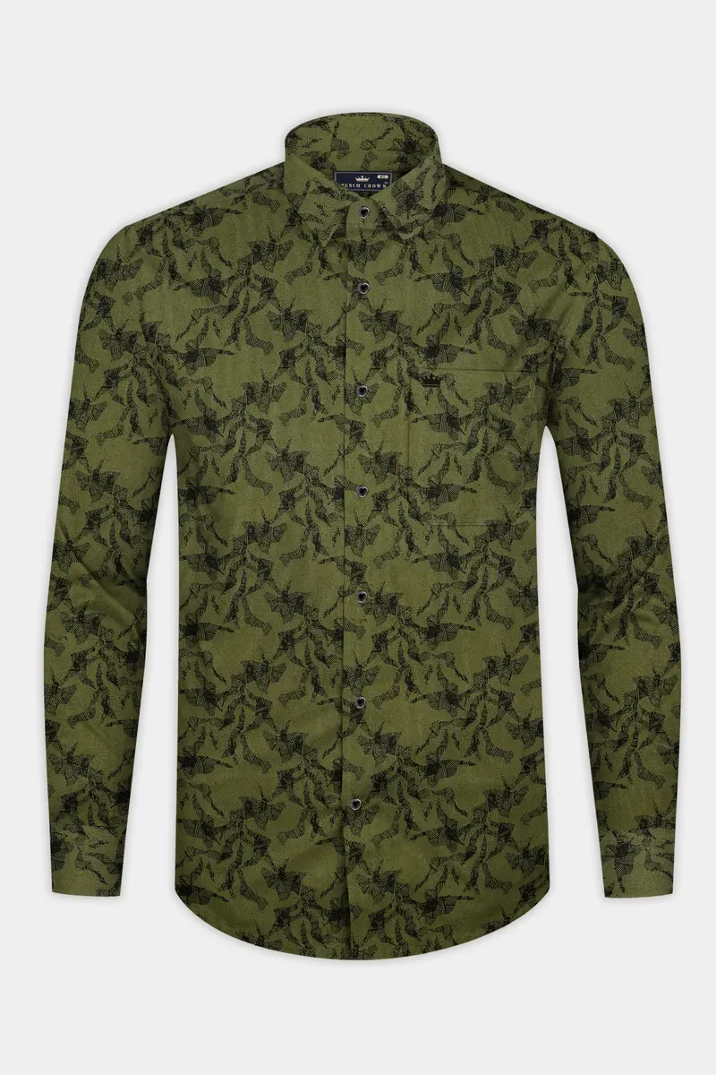 Rifle Green Printed Subtle Sheen Super Soft Premium Cotton Shirt 10